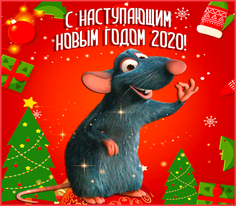Открытка с наступающим Новым Годом крысы