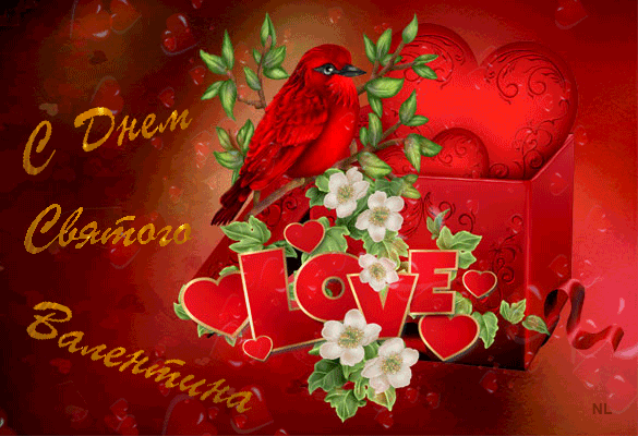 Валентинка с птичкой С 14 Февраля валентинки