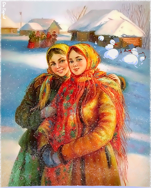 Славянские красавицы зимой Картинки зима