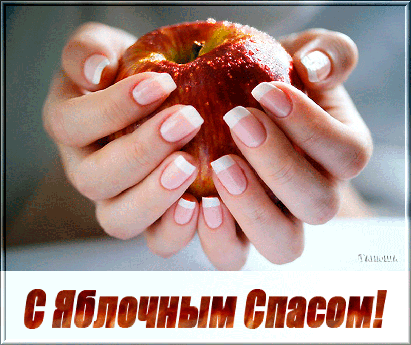 Яблочный Спас картинка с яблоком в руках Яблочный Спас - Преображение Господне