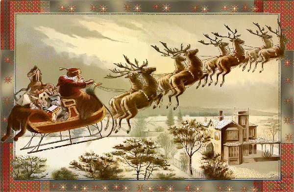 Дед Мороз на санках Открытки Новый год 2023